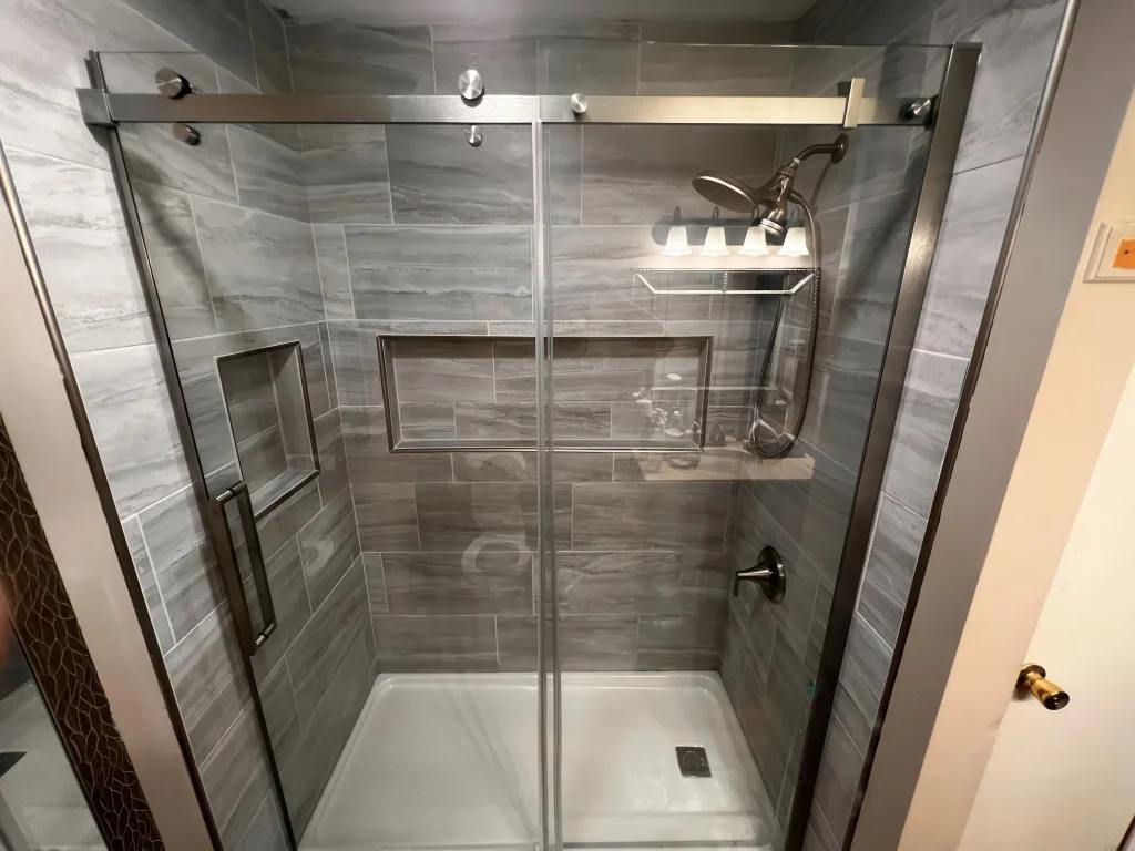 Gray Marble-Effect Shower Remodel XML Construction